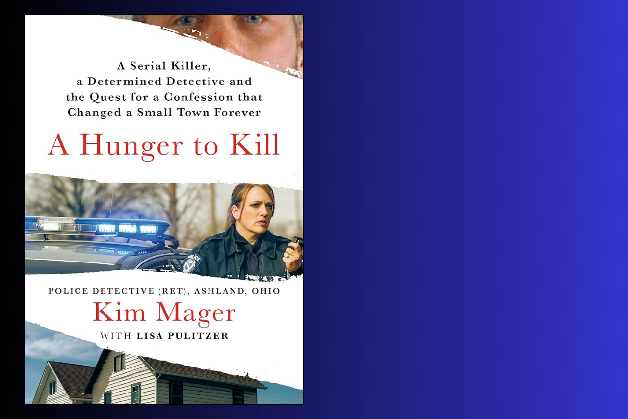 Cover of the book A Hunger to Kill by Kim Mager.  The link takes you to more information and a sign up page for her book talk.