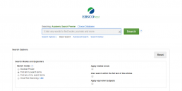Screenshot of Academic Search Premier database search page.