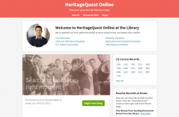 Screenshot of Heritage Quest homepage.