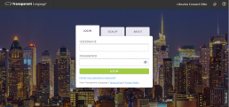 Screenshot of Transparent Languages sign-in page.