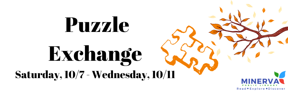 Tree branch with fall leaves, orange, red, yellow.  Two interlocked orange puzzle peices